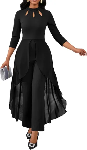 VisiChenup Jumpsuits for Women Dressy Sexy Long Sleeve Casual Long Pants Clubwear Evening Party Jumpsuit