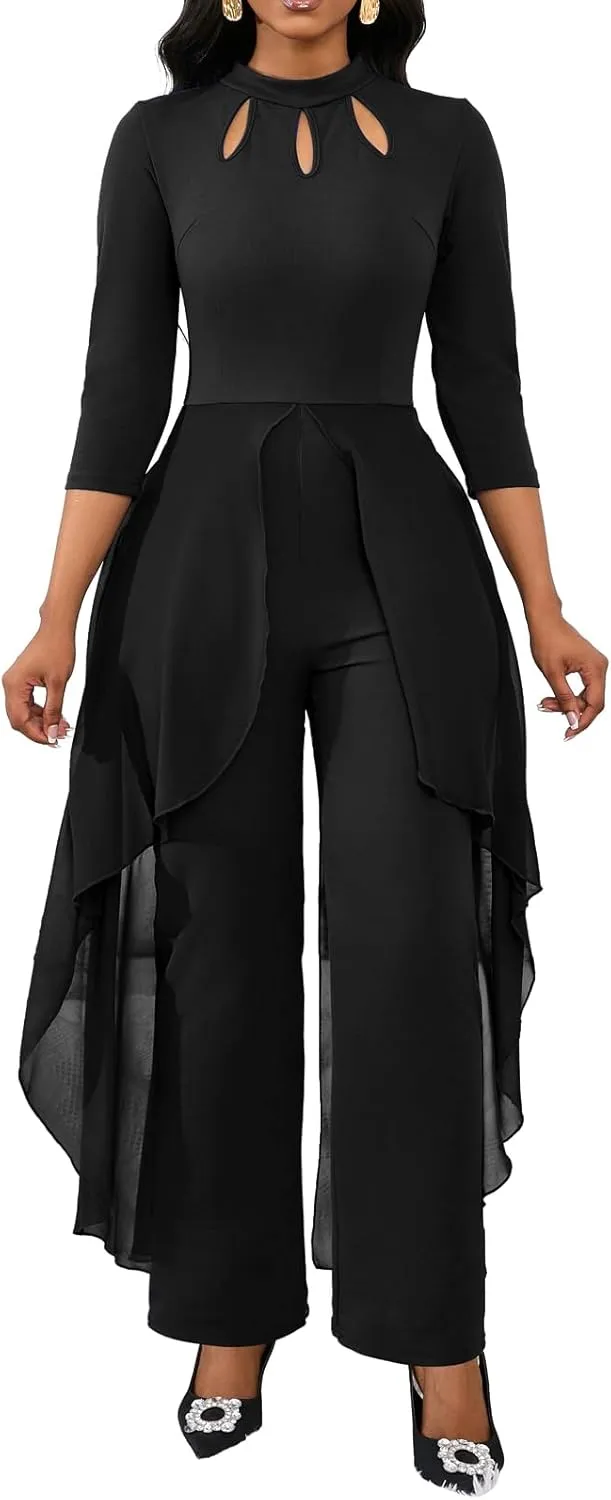 VisiChenup Jumpsuits for Women Dressy Sexy Long Sleeve Casual Long Pants Clubwear Evening Party Jumpsuit