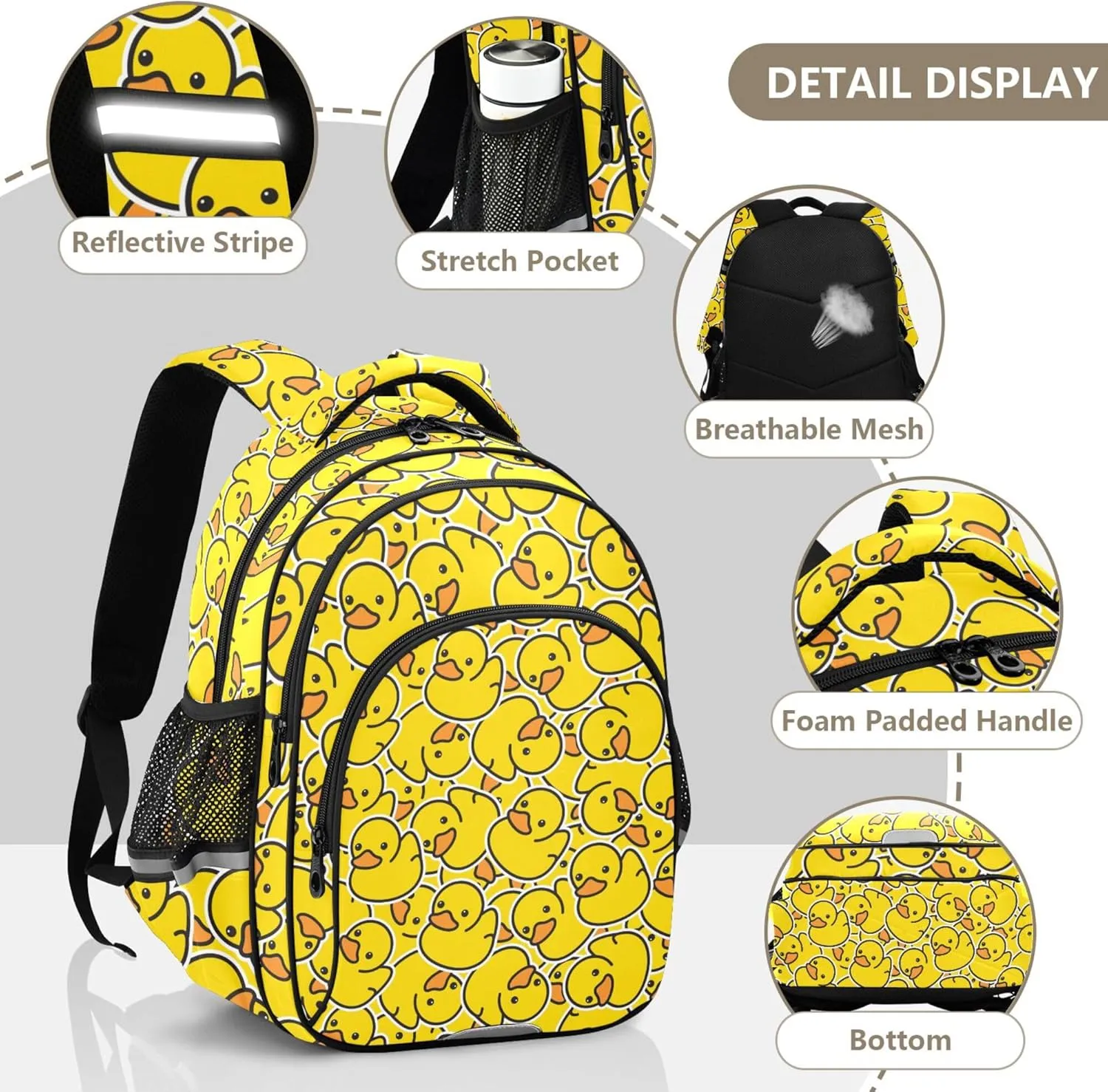 Wamika Yellow Ducks Backpack Farm Cartoon Animals School Backpacks Preschool Book Bag