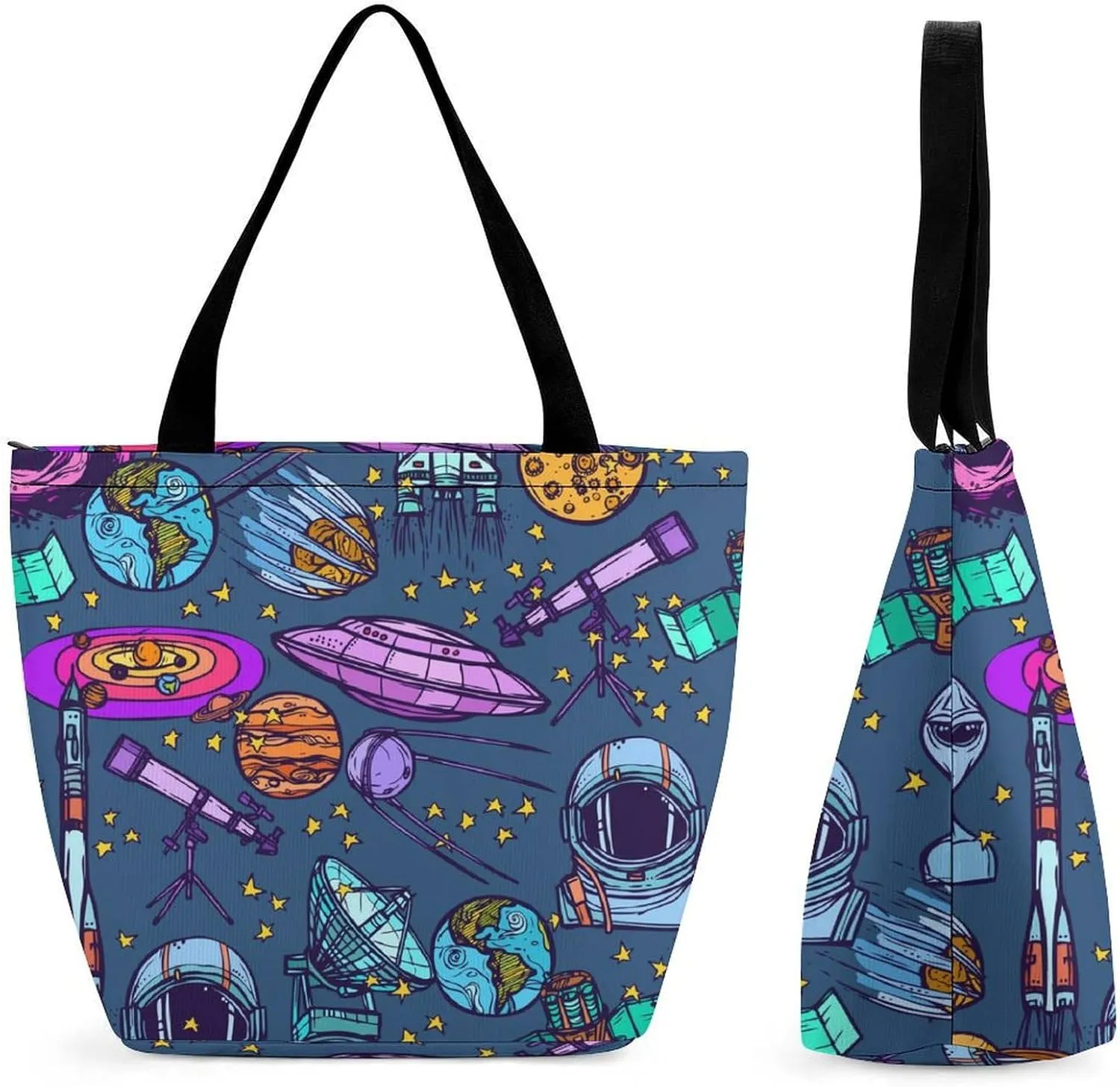 Watercolor Halloweens Pattern Hobo Handbags With Zipper Women's Tote Handbags