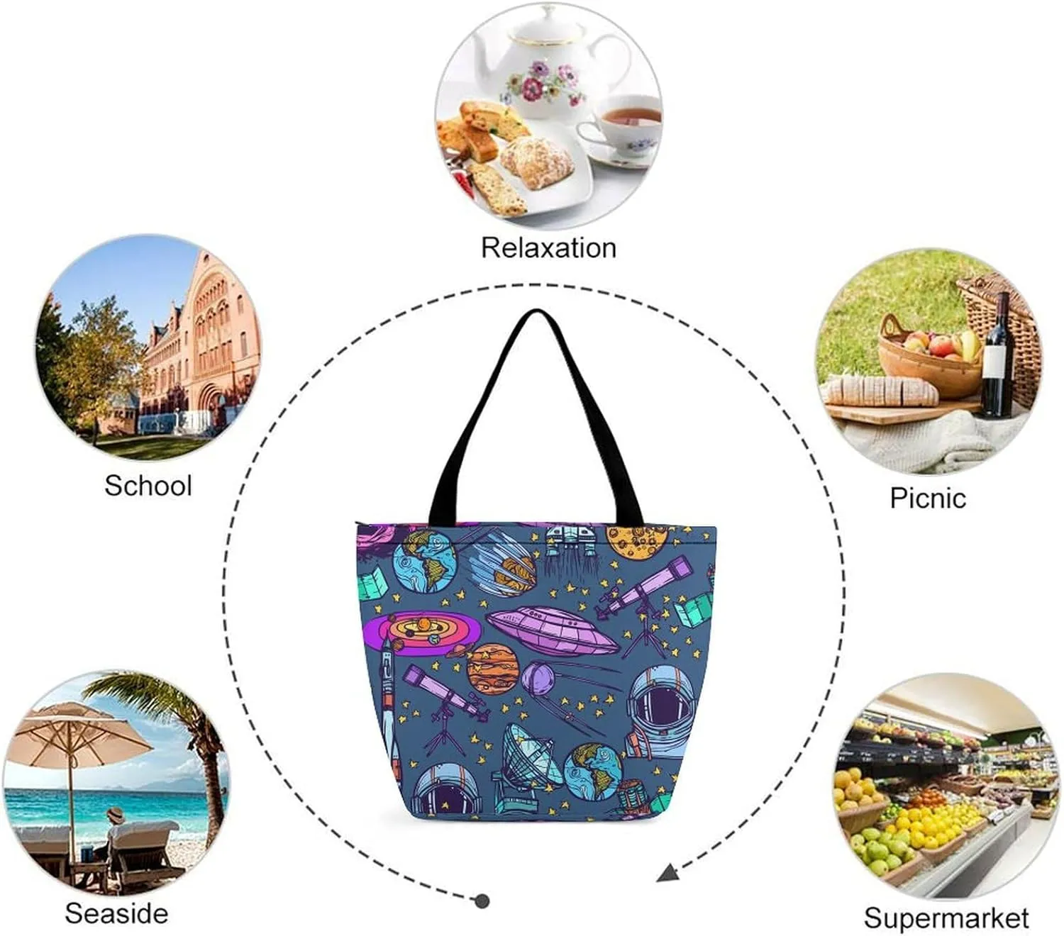 Watercolor Halloweens Pattern Hobo Handbags With Zipper Women's Tote Handbags