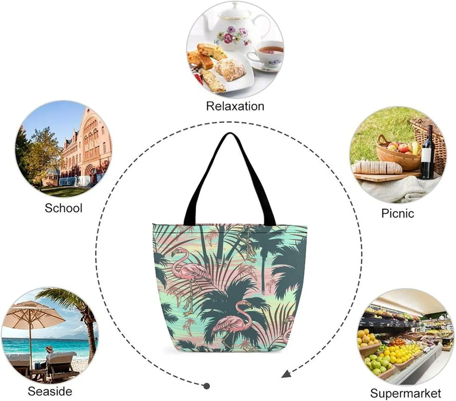 Watercolor Halloweens Pattern Hobo Handbags With Zipper Women's Tote Handbags