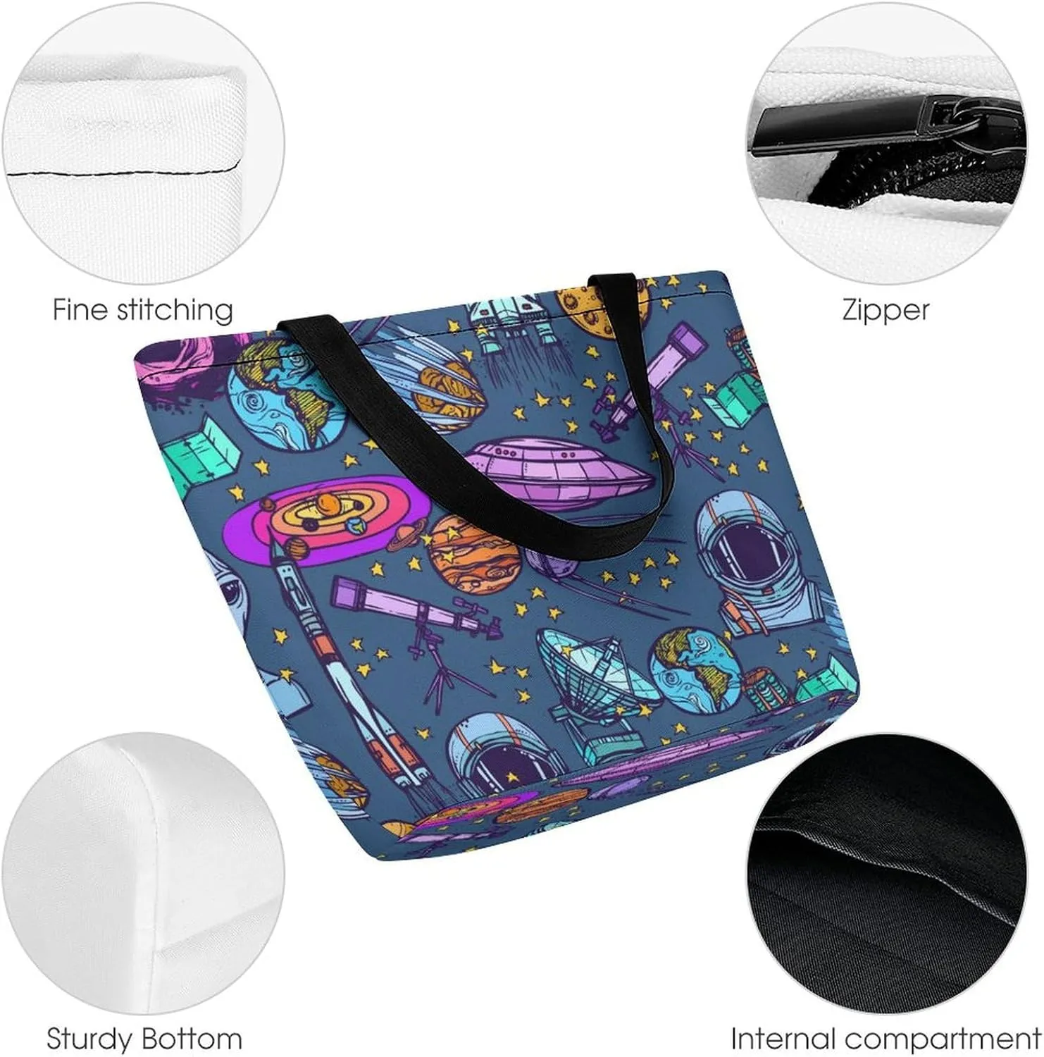 Watercolor Halloweens Pattern Hobo Handbags With Zipper Women's Tote Handbags