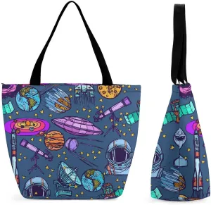 Watercolor Halloweens Pattern Hobo Handbags With Zipper Women's Tote Handbags