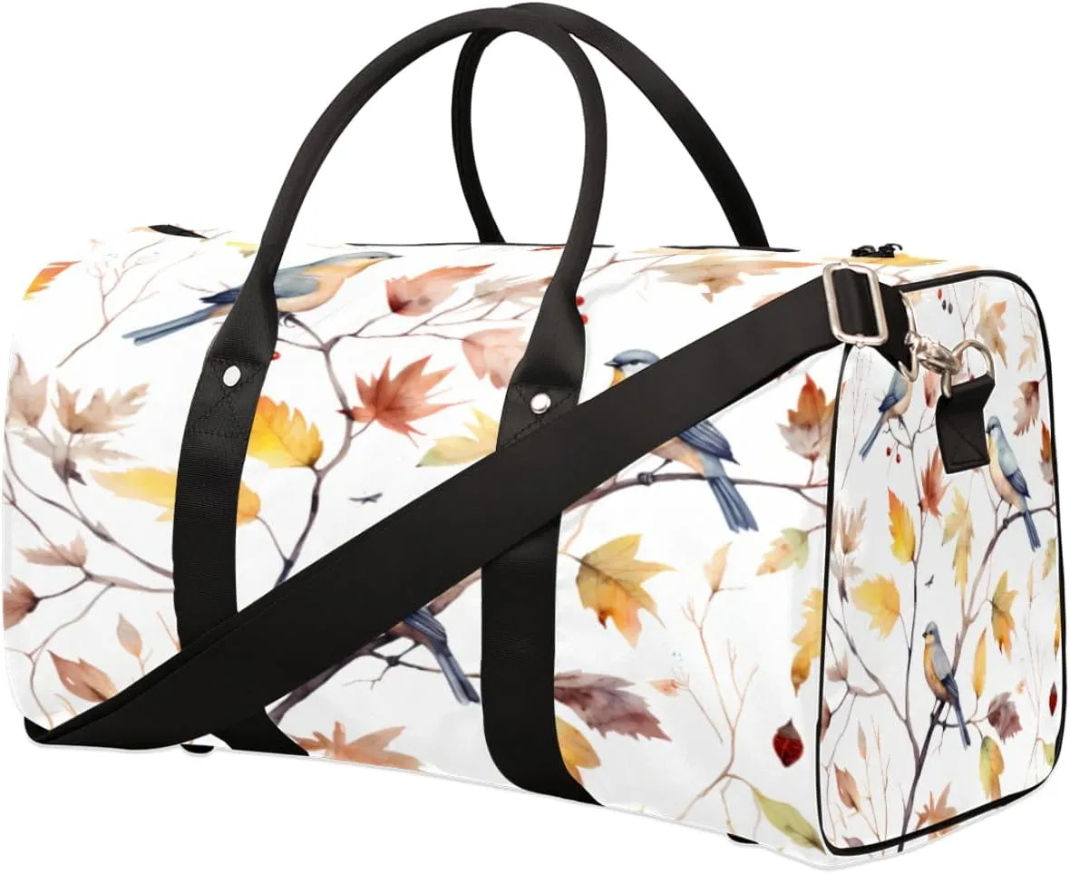Watercolour Hummingbird Travel Duffel Bag for Women Men, Birds on Branch Sport Tote Gym Bag Foldable Weekender Overnight Bag Waterproof Carry On Luggage Bag