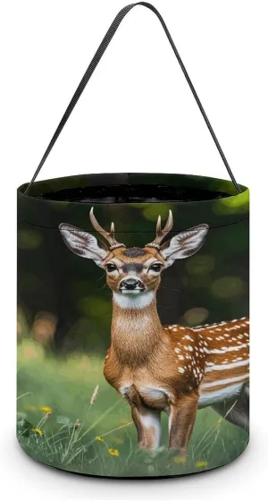 Whitetail Deer Fawn Halloween Tote Candy Bag Candy Basket Candy Bucket Gift Bag for Halloween Party