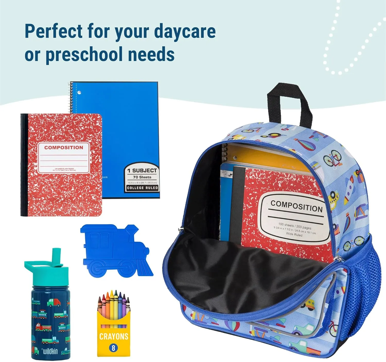 Wildkin 12-inch Kids Backpack  Padded, Adjustable, Ideal for Daycare & Travel - On the Go
