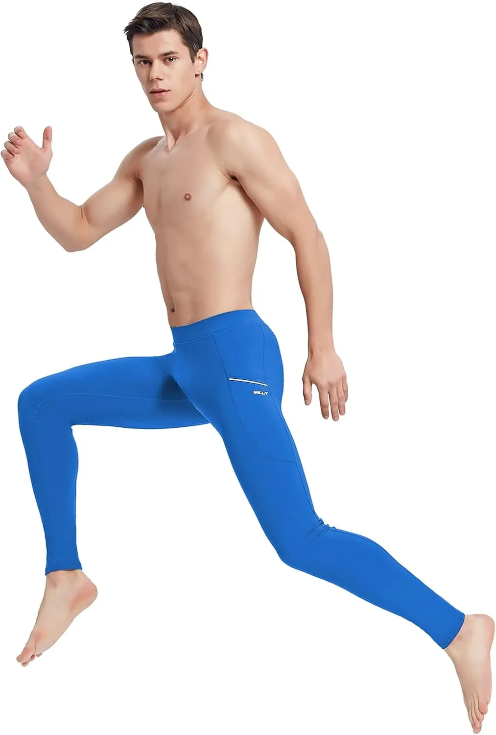Willit Men's Active Yoga Leggings Pants Running Dance Tights with Pockets Cycling Workout Pants Quick Dry