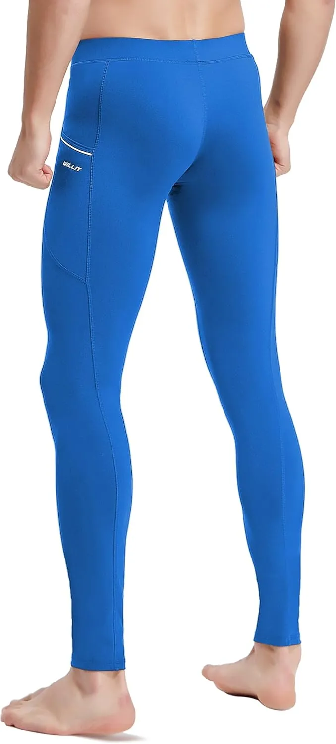 Willit Men's Active Yoga Leggings Pants Running Dance Tights with Pockets Cycling Workout Pants Quick Dry