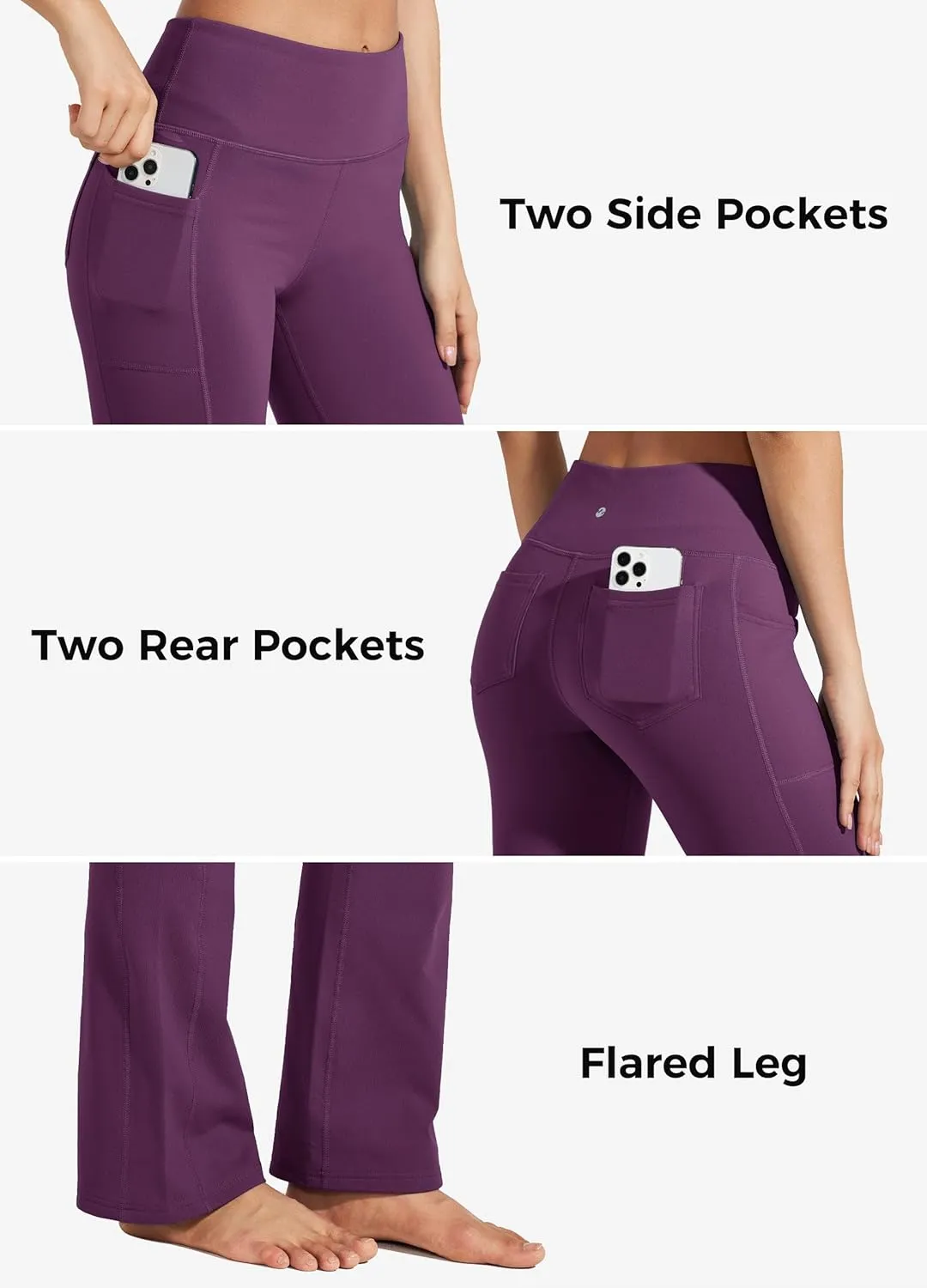 Willit Women's Fleece Lined Pants Yoga Bootcut Thermal Winter Pants High Waisted Flare Leggings Water Resistant