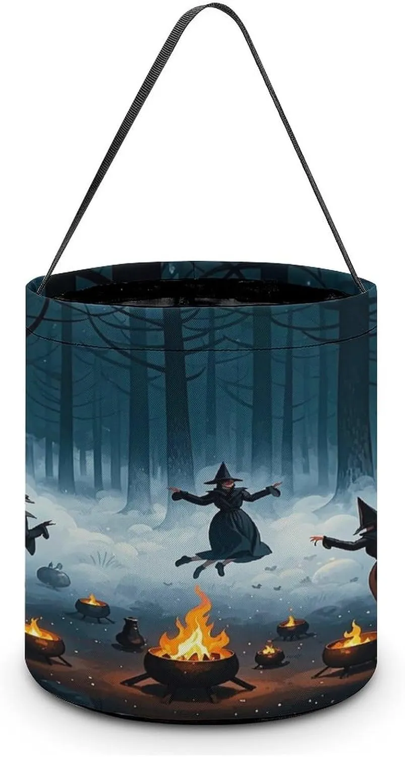 Witch of The Forest Halloween Tote Candy Bag Candy Basket Candy Bucket Gift Bag for Halloween Party