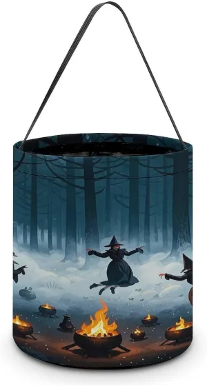 Witch of The Forest Halloween Tote Candy Bag Candy Basket Candy Bucket Gift Bag for Halloween Party