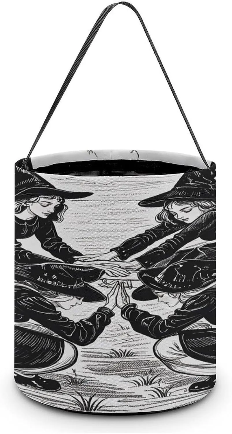 Witch Prayed Halloween Tote Candy Bag Candy Basket Candy Bucket Gift Bag for Halloween Party