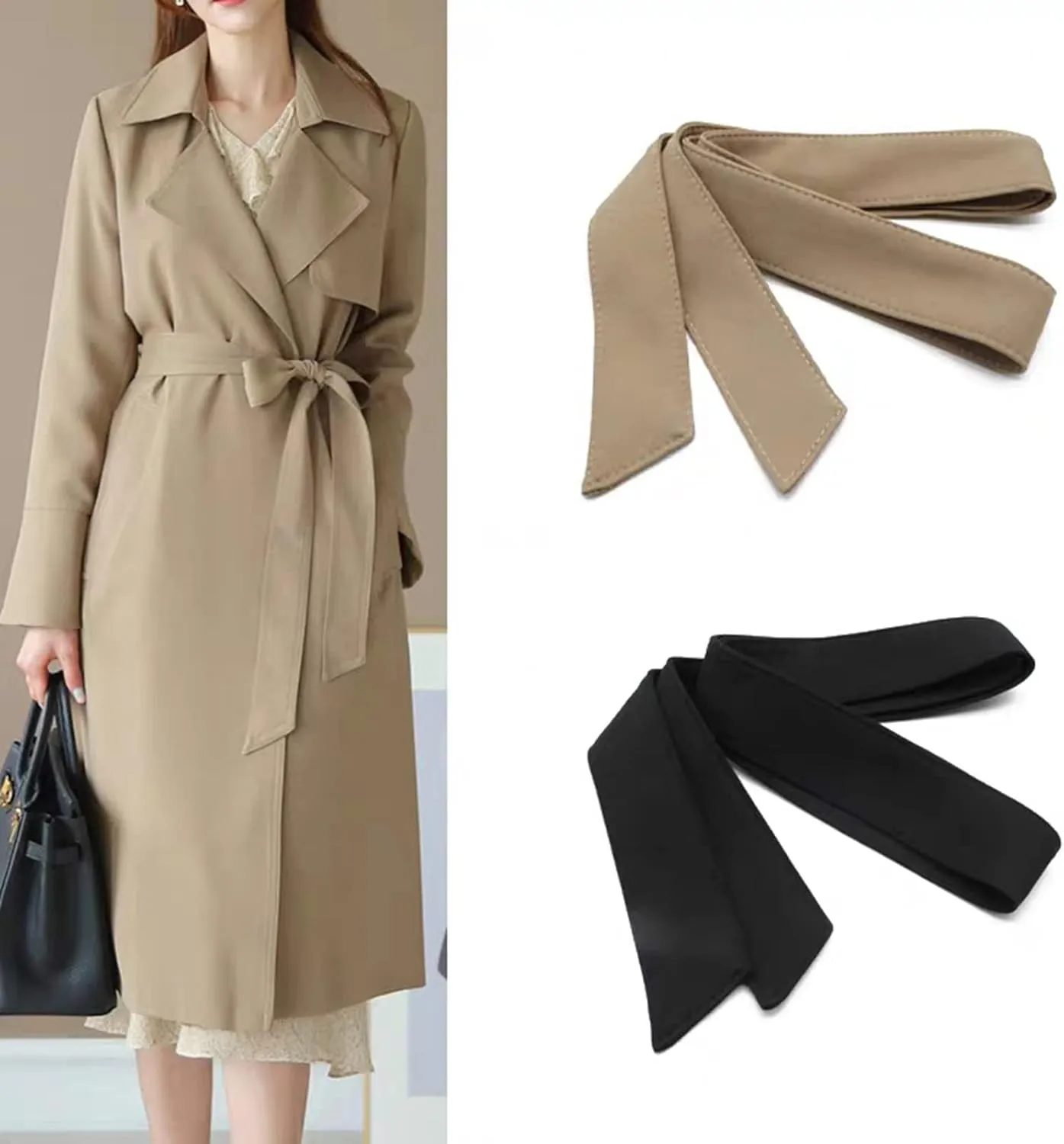 Women Adjustable Buckle Wide Waist Belt Band for for Trench Coat Overcoat Jacket