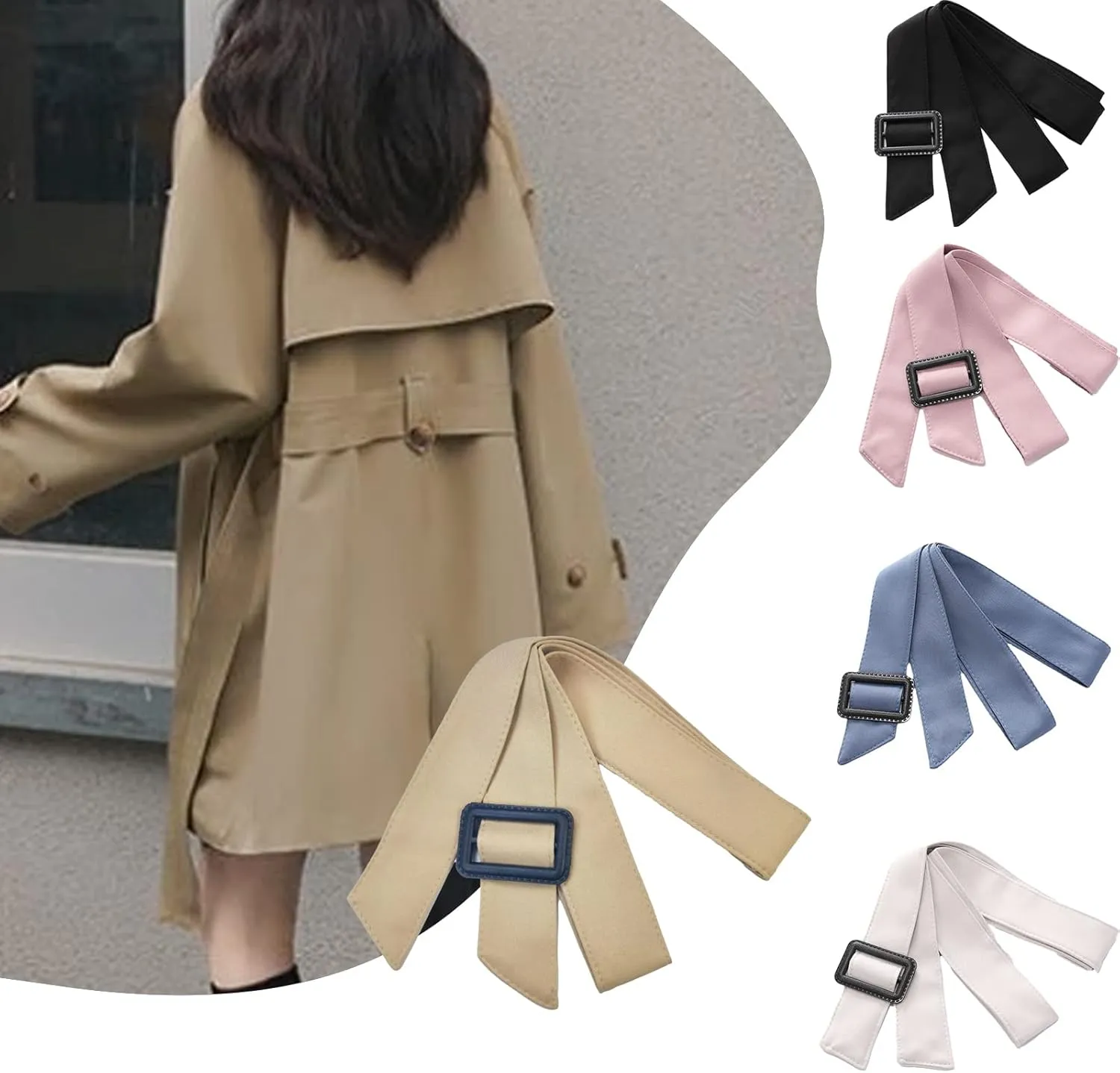 Women Adjustable Buckle Wide Waist Belt Band for for Trench Coat Overcoat Jacket
