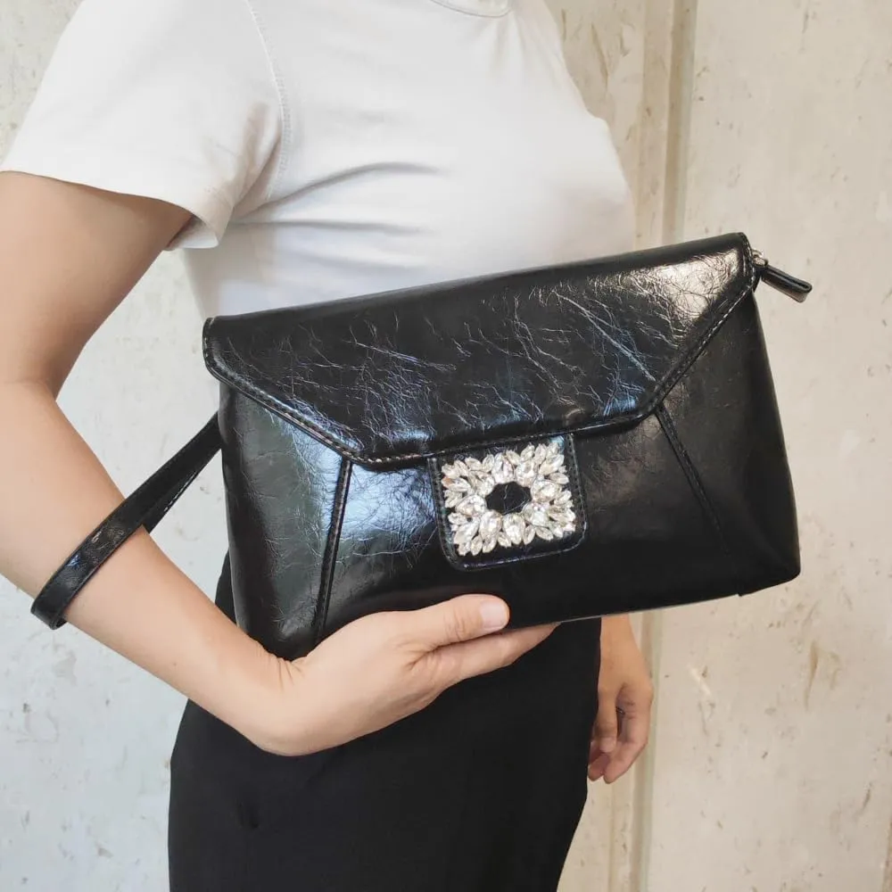 Women Clutch Purse Bag Crossbody Bags PU Leather Envelope Evening Clutches Female Rhinestone Handbag Purses