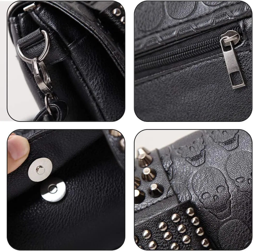 Women Crossbody Bags Studded Skull Shoulder Bags Vintage Clutch Purse Shoulder Bag for Ladies