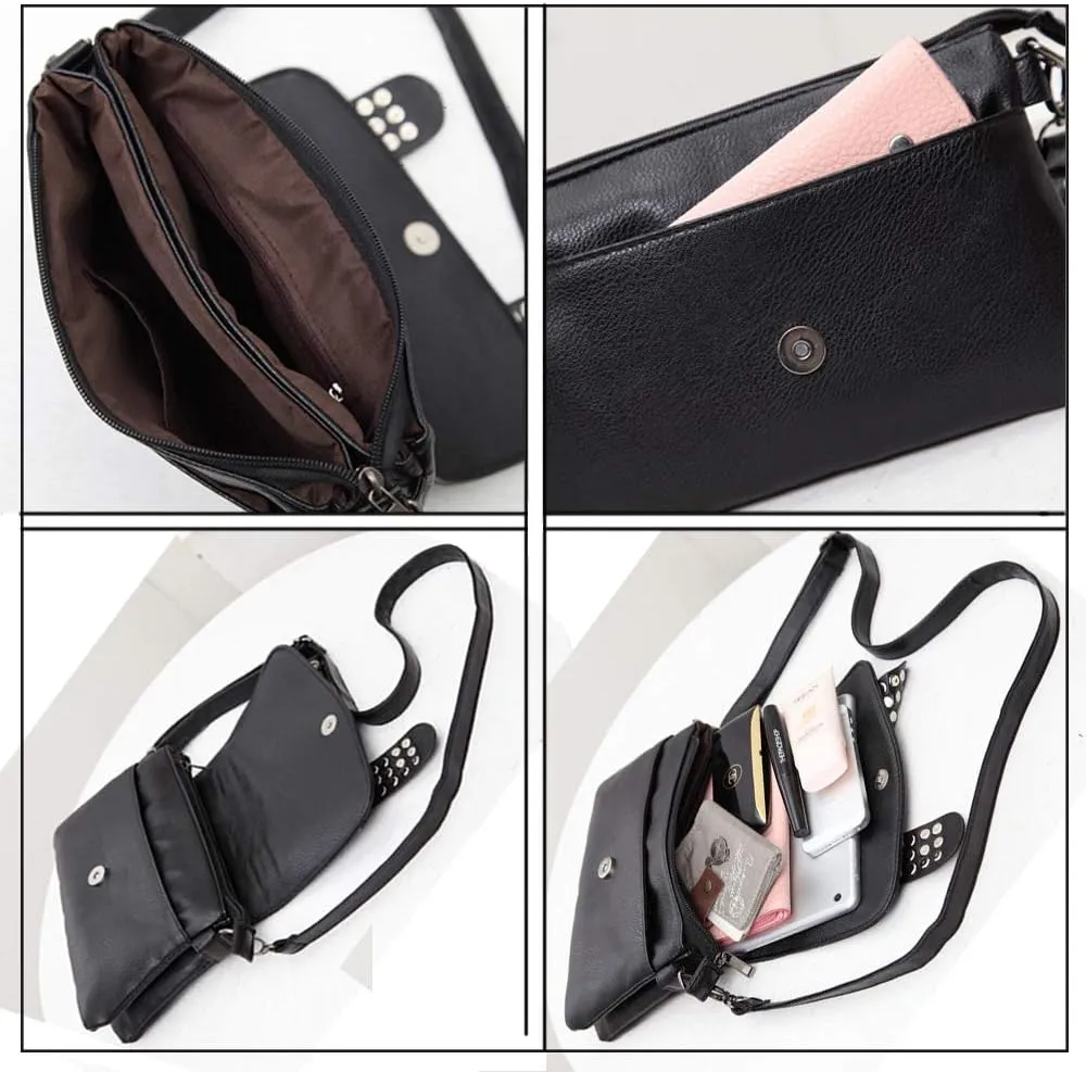 Women Crossbody Bags Studded Skull Shoulder Bags Vintage Clutch Purse Shoulder Bag for Ladies