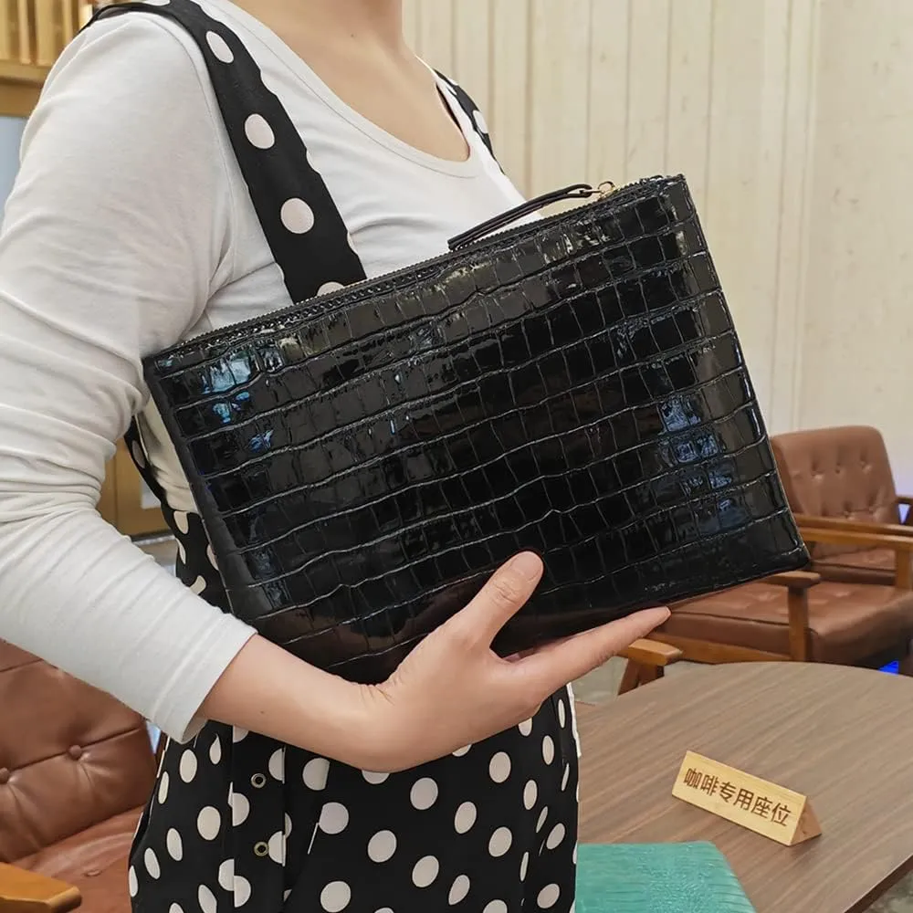 Women Envelope Clutch Purse Bag Fashion Crocodile Embossed PU leather Oversized Ladies Evening Party Clutches