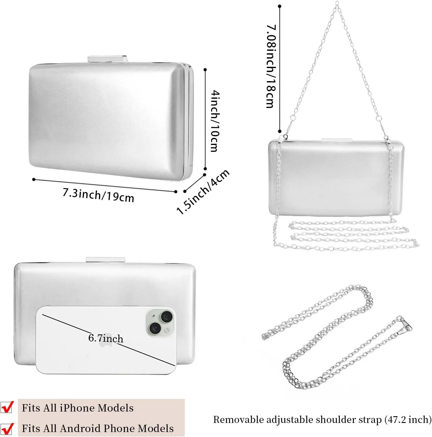 Women Evening Clutch Purses Patent Leather Clutches Formal Party Wedding Cocktail Prom Purse Handbags