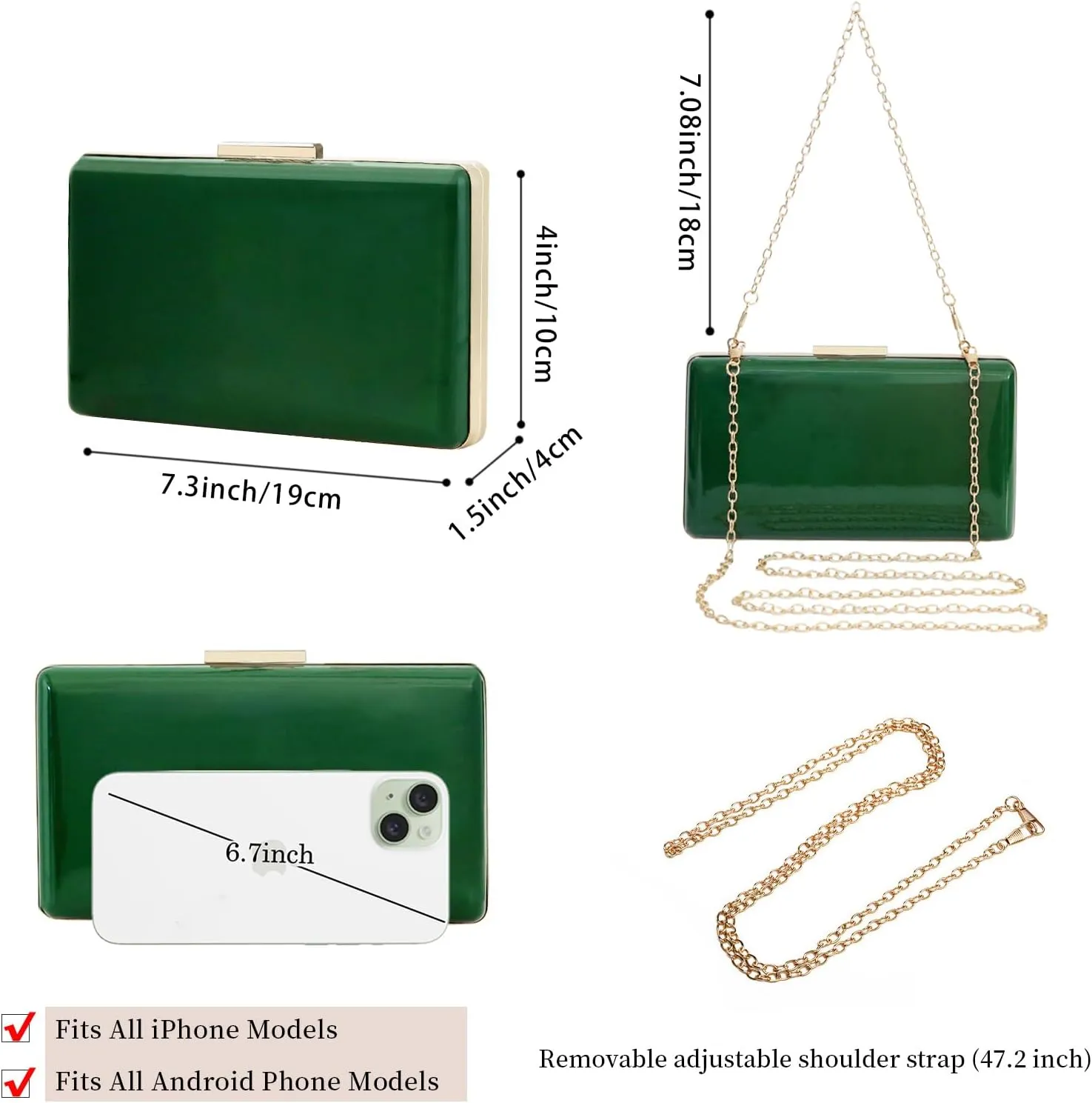 Women Evening Clutch Purses Patent Leather Clutches Formal Party Wedding Cocktail Prom Purse Handbags