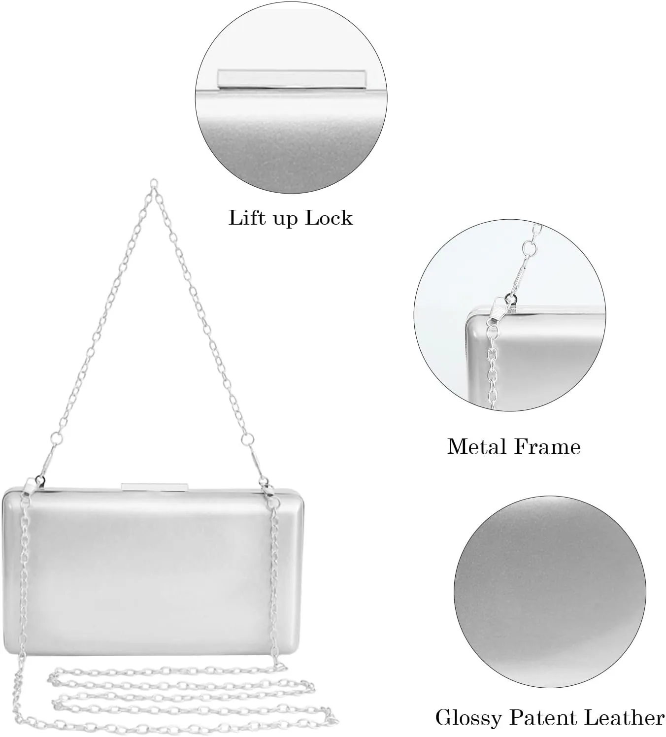 Women Evening Clutch Purses Patent Leather Clutches Formal Party Wedding Cocktail Prom Purse Handbags