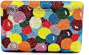 Women Evening Party Purses Bridal Wedding Bag Colorful Balls Full Crystal Clutches