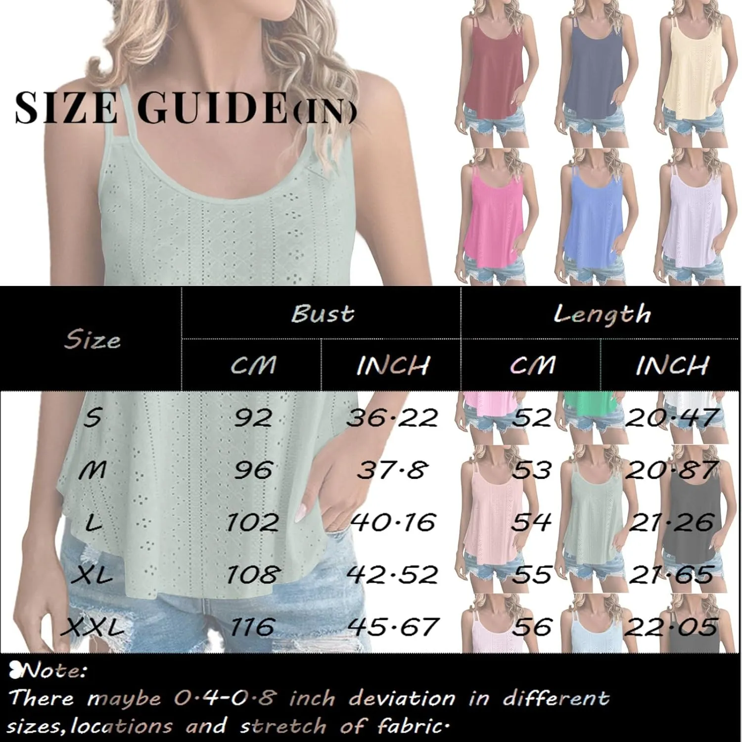 Women Fashion Tank Tops Eyelet Embroidery Sleeveless Camisole Scoop Neck Loose Casual 2024 Summer Clothes Flowy Shirts