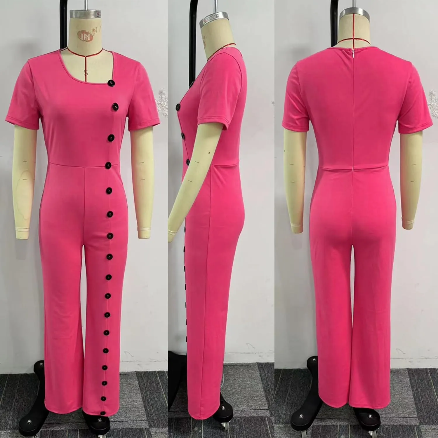 Women Jumpsuits Dressy Casual One Piece Short Sleeve Long Wide Leg Pants Rompers Overalls