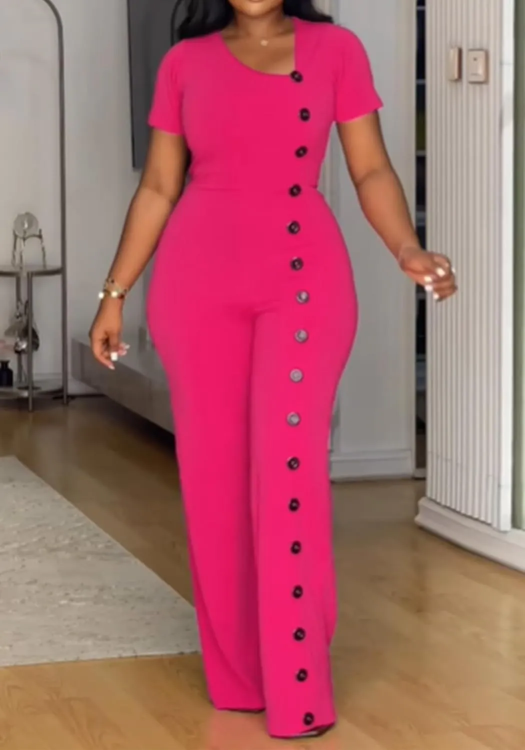 Women Jumpsuits Dressy Casual One Piece Short Sleeve Long Wide Leg Pants Rompers Overalls