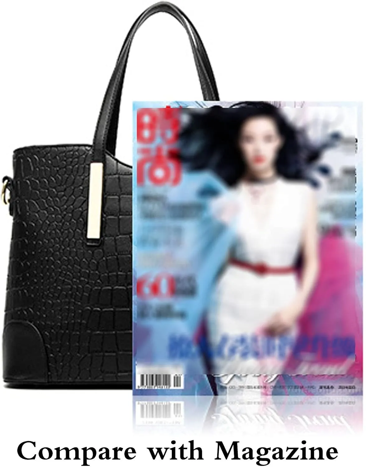 Women Ladies 2Pcs Purse and Handbags Tote PU Stiching Top Handle Satchel Shoulder Bag Clutches