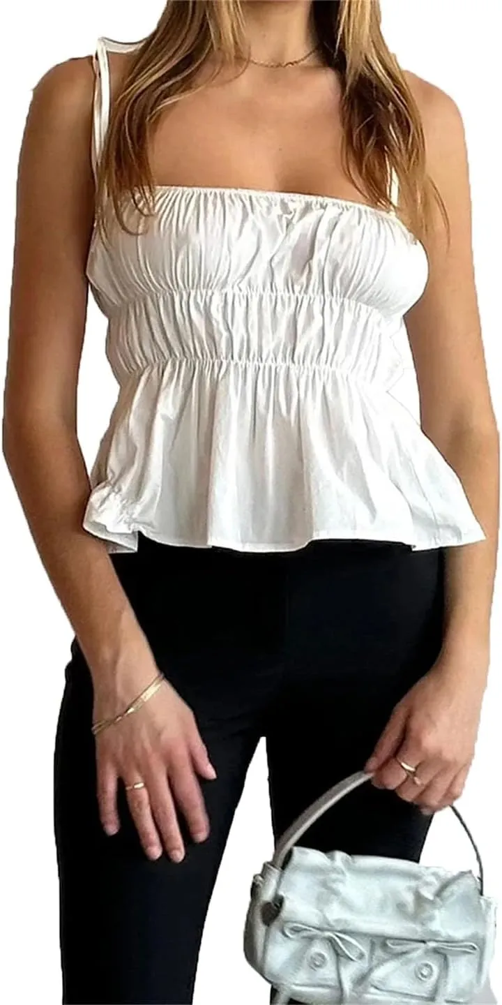 Women Sleeveless Camisole Aesthetic Bow Cami Tops Tank Tops Low Cut Backless Crop Tops