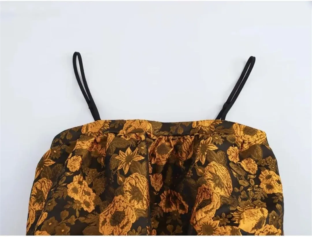 Women Spaghetti Strap Crop Floral Embroidery Backless Sexy Camisole French Tops