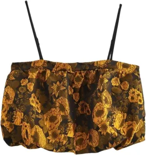 Women Spaghetti Strap Crop Floral Embroidery Backless Sexy Camisole French Tops