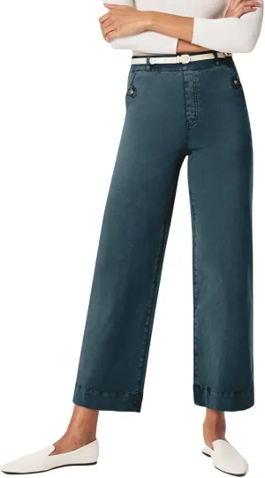 Women Stretch Twill Cropped Wide Leg Pant High Waist Casual Capri Pant Straight Leg Chino Pants Baggy Ankle Jeans
