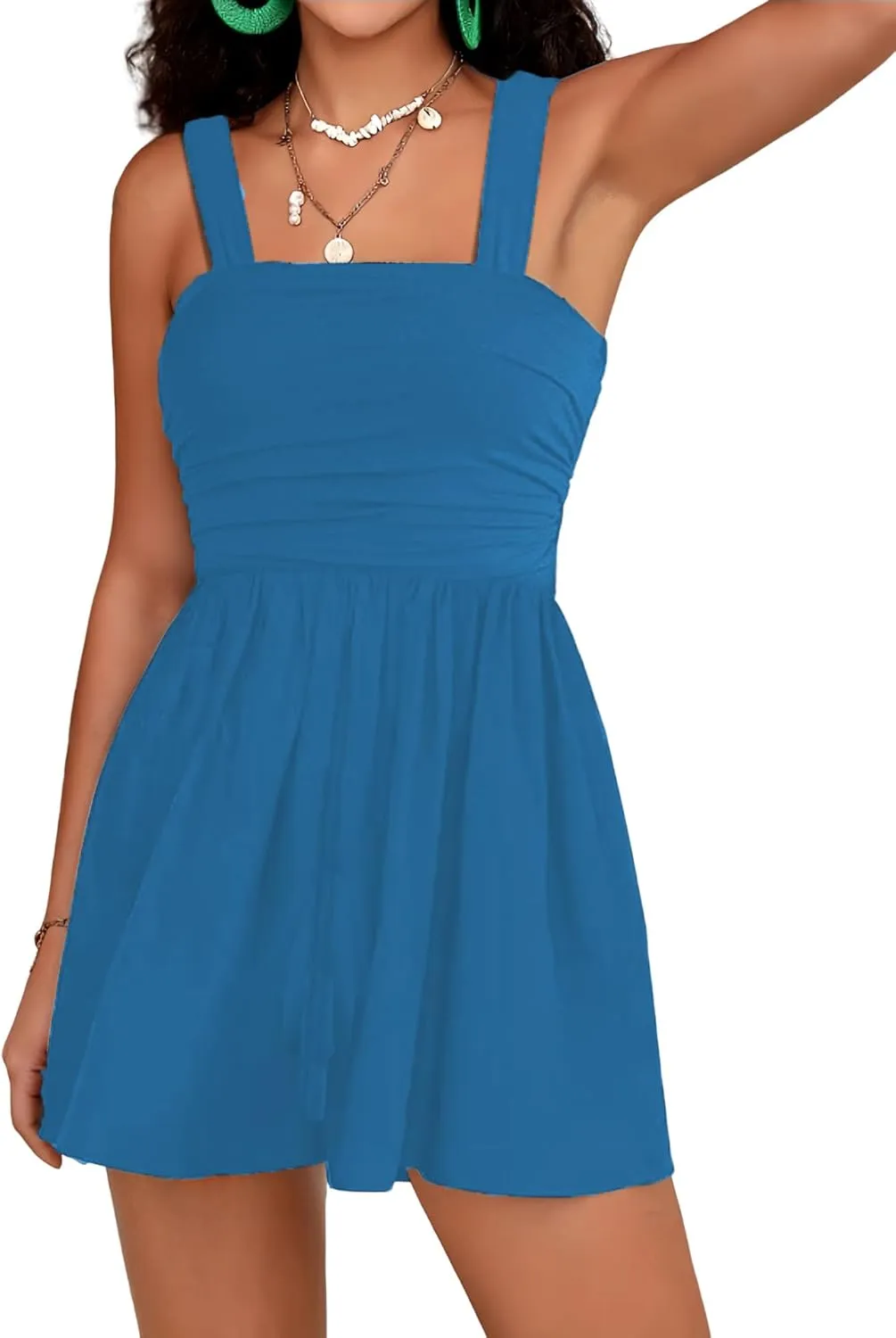 Women Summer Casual Strapless Rompers Tube Top Shorts Jumpsuit Sleeveless Off Shoulder Sexy Beach Romper with Pocket