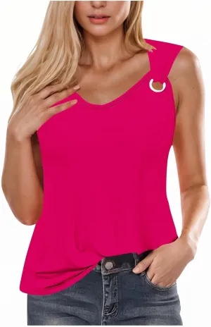Women Summer Tops 2025 Dressy Casual Tank Tops Trendy Loose Fit Sleeveless Shirts Loose Flowy Blouses Cute Camisole
