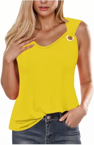 Women Summer Tops 2025 Dressy Casual Tank Tops Trendy Loose Fit Sleeveless Shirts Loose Flowy Blouses Cute Camisole