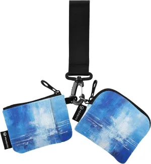 Women Wristlet Coin Purse Keychain Card Wallet Change Pouch Abstract Blue Portable Mini Bags Dual Pouch