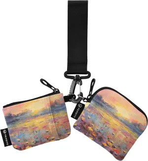 Women Wristlet Coin Purse Keychain Card Wallet Change Pouch Abstract Sunset Portable Mini Bags Dual Pouch