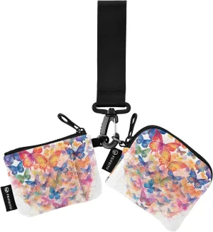 Women Wristlet Coin Purse Keychain Card Wallet Change Pouch Butterflies Portable Mini Bags Dual Pouch
