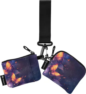 Women Wristlet Coin Purse Keychain Card Wallet Change Pouch Butterfly Dark Portable Mini Bags Dual Pouch