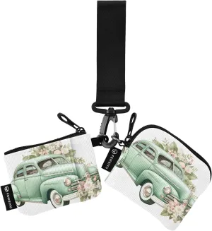 Women Wristlet Coin Purse Keychain Card Wallet Change Pouch Car Flower Portable Mini Bags Dual Pouch