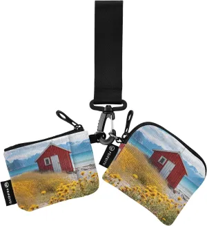 Women Wristlet Coin Purse Keychain Card Wallet Change Pouch Cottage Portable Mini Bags Dual Pouch