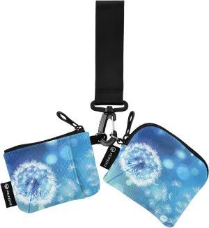 Women Wristlet Coin Purse Keychain Card Wallet Change Pouch Dandelion Blue Portable Mini Bags Dual Pouch