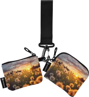 Women Wristlet Coin Purse Keychain Card Wallet Change Pouch Dandelion Sunset Portable Mini Bags Dual Pouch