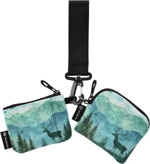 Women Wristlet Coin Purse Keychain Card Wallet Change Pouch Deer Landscape Portable Mini Bags Dual Pouch