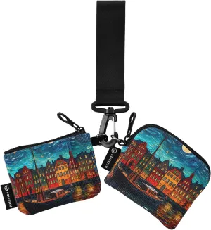 Women Wristlet Coin Purse Keychain Card Wallet Change Pouch Dock Painting Portable Mini Bags Dual Pouch