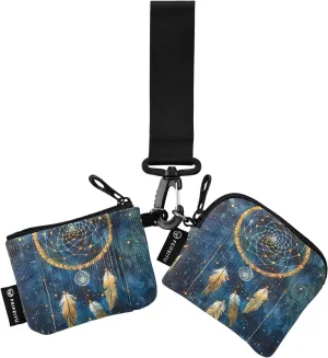 Women Wristlet Coin Purse Keychain Card Wallet Change Pouch Dreamcatcher Painting Portable Mini Bags Dual Pouch