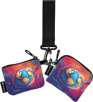 Women Wristlet Coin Purse Keychain Card Wallet Change Pouch Earth Portable Mini Bags Dual Pouch